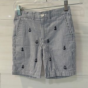 Pedal Boys blue and white Seersucker anchor shorts- Size 6